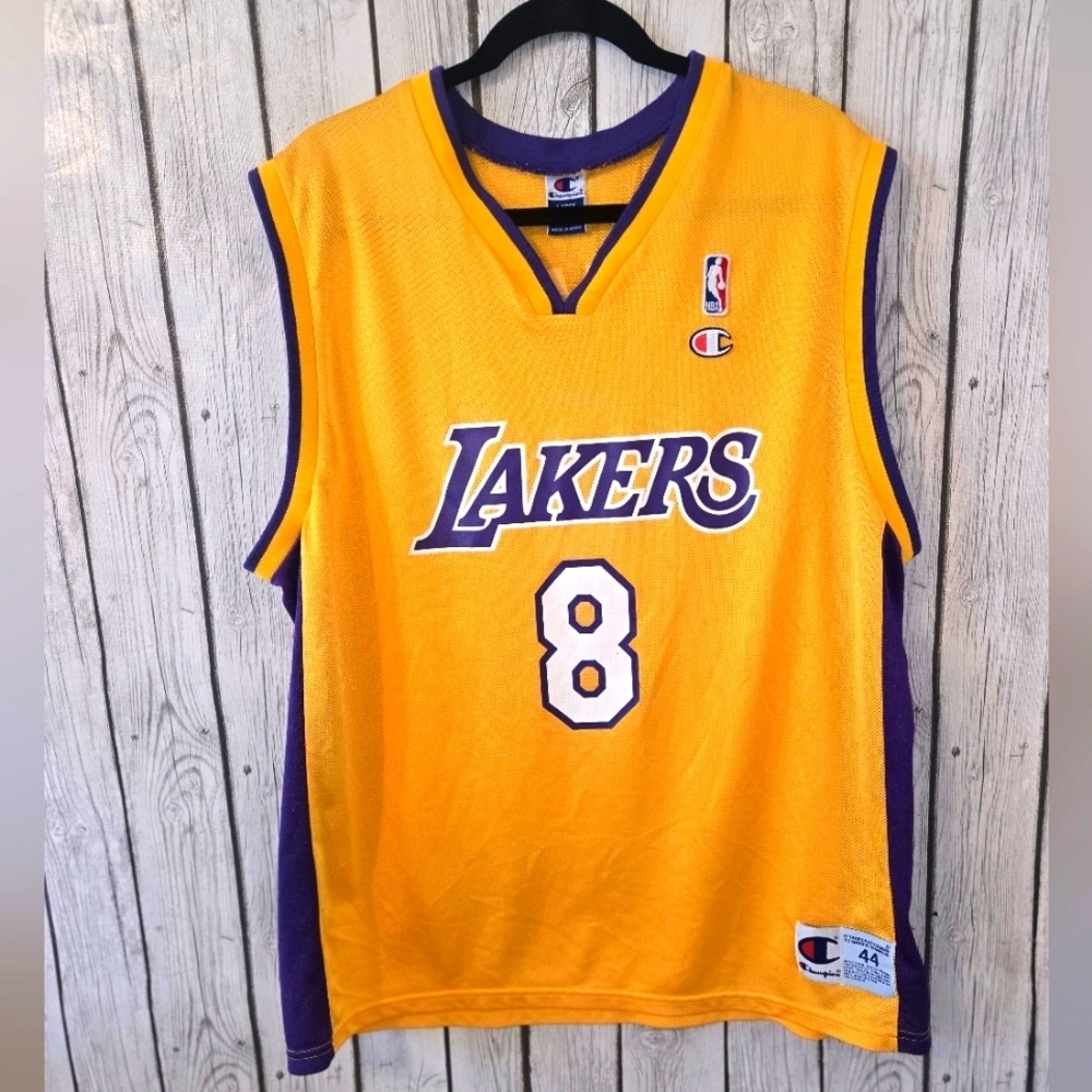 Vintage 90s KOBE BRYANT #8 Los Angeles LA Lakers Champion Jersey 44 Large L